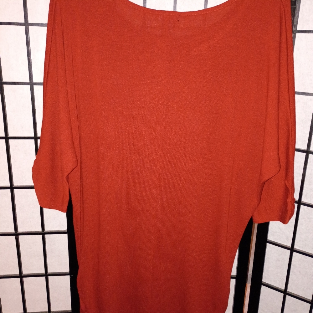 Dark Orange Tiger Studded Graphic Women's Tunic Studded Top - Picture 11 of 14